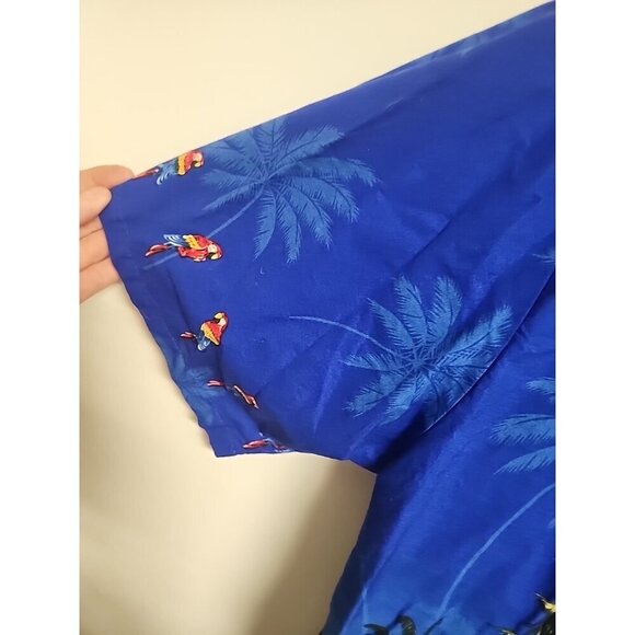 Pacific Legand Apparel. Sz 2X-L Blue Parrots Hawaiian Shirt - Picture 6 of 8